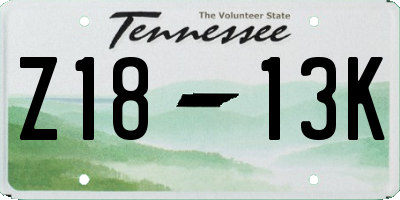 TN license plate Z1813K