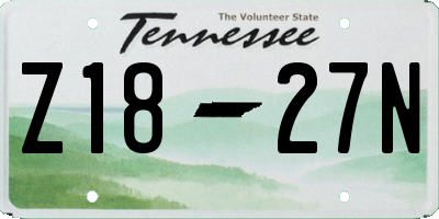 TN license plate Z1827N