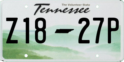 TN license plate Z1827P
