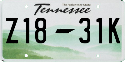 TN license plate Z1831K