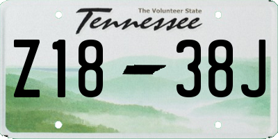 TN license plate Z1838J