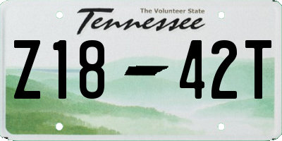 TN license plate Z1842T