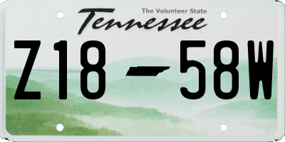 TN license plate Z1858W