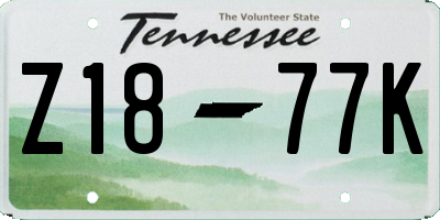 TN license plate Z1877K