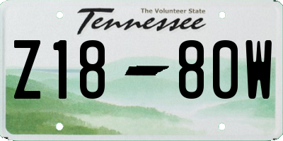 TN license plate Z1880W