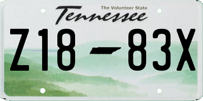 TN license plate Z1883X