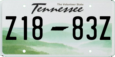 TN license plate Z1883Z