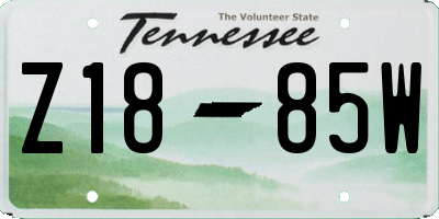 TN license plate Z1885W