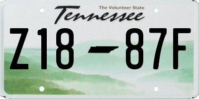 TN license plate Z1887F