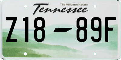 TN license plate Z1889F