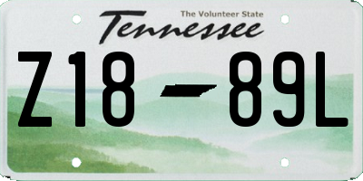 TN license plate Z1889L