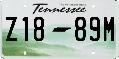 TN license plate Z1889M