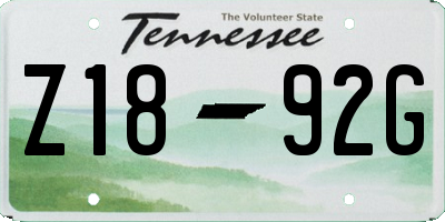 TN license plate Z1892G