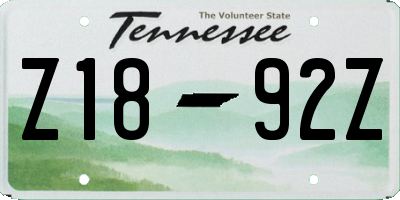 TN license plate Z1892Z