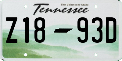 TN license plate Z1893D