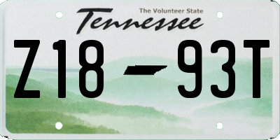TN license plate Z1893T