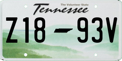 TN license plate Z1893V