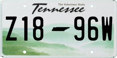 TN license plate Z1896W