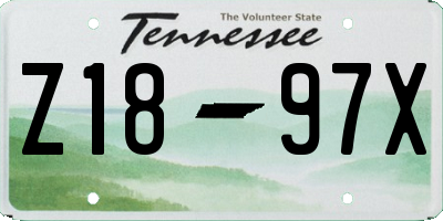 TN license plate Z1897X