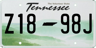 TN license plate Z1898J