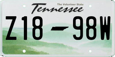 TN license plate Z1898W