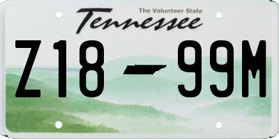 TN license plate Z1899M