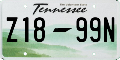 TN license plate Z1899N