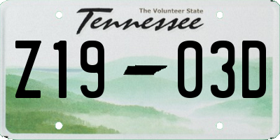 TN license plate Z1903D