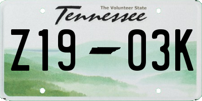 TN license plate Z1903K