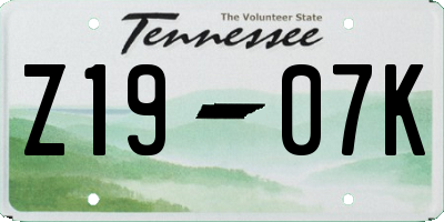 TN license plate Z1907K
