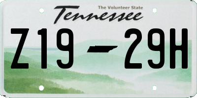 TN license plate Z1929H