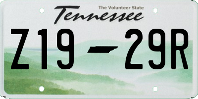 TN license plate Z1929R