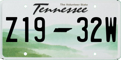 TN license plate Z1932W