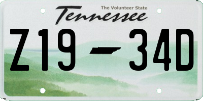TN license plate Z1934D
