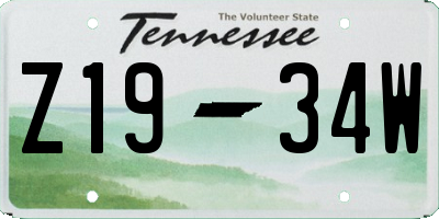 TN license plate Z1934W