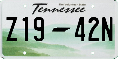 TN license plate Z1942N
