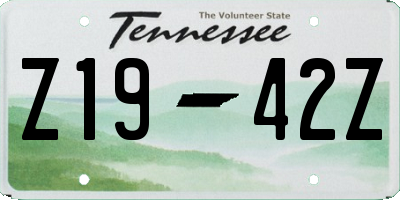 TN license plate Z1942Z