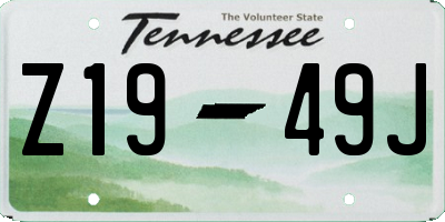 TN license plate Z1949J
