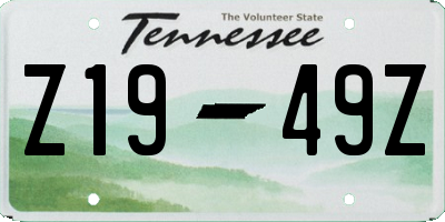 TN license plate Z1949Z