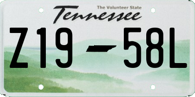 TN license plate Z1958L