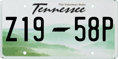 TN license plate Z1958P