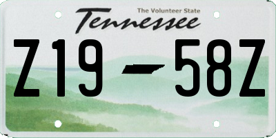 TN license plate Z1958Z