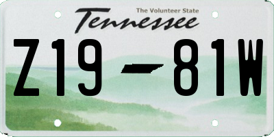 TN license plate Z1981W