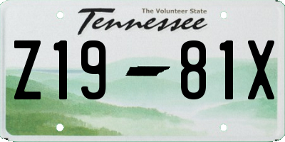 TN license plate Z1981X