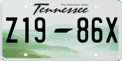 TN license plate Z1986X
