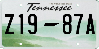 TN license plate Z1987A