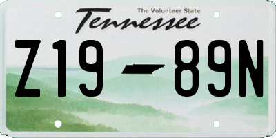 TN license plate Z1989N