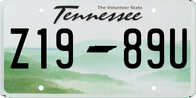 TN license plate Z1989U