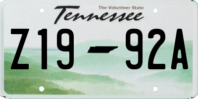 TN license plate Z1992A