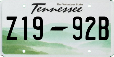 TN license plate Z1992B